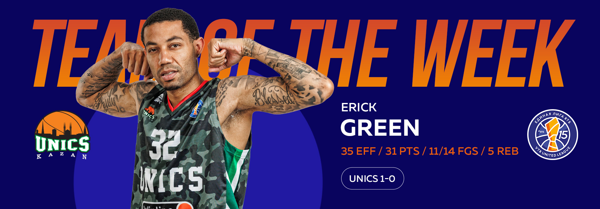 Erick Green was included in the All-VTB United League Team of the Week!
